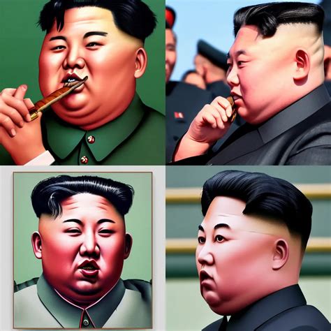 Side View Of Kim Jong Un With A Cuban Cigar In His Stable Diffusion