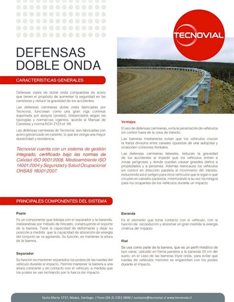 PDF DEFENSAS DOBLE ONDA Tecnovial DOBLE ONDA Defensas Viales De