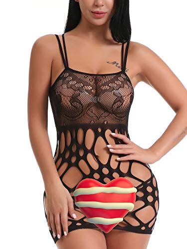 Fasicat Women S Mesh Lingerie Fishnet Babydoll Mini Dress Free Size