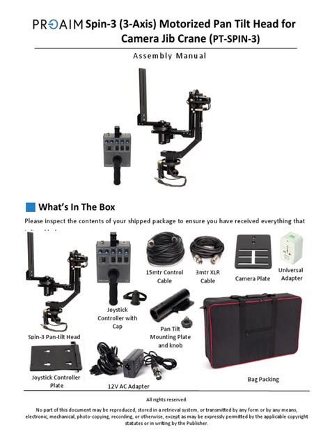 Proaim Spin 3 Axis Motorized Pan Tilt Head Pt Spin 3 Pdf Electrical