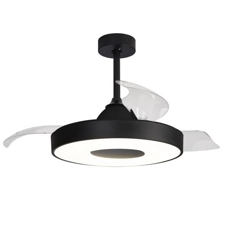 Ventilador De Techo Retr Ctil Mantra Coin Fan Led Negro Cm