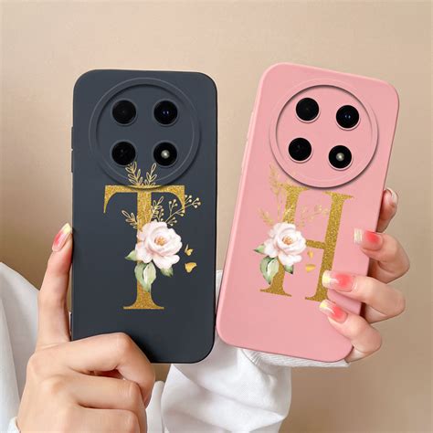 Phone Case For Huawei Nova 12i New Design 26 Letters Flower Pattern Matte Square Liquid Silicone