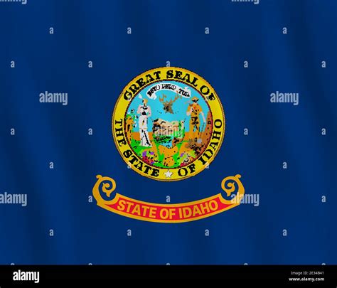 Idaho Us State Flag With Waving Effect Official Proportion Stock