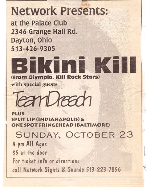 THURSTON HEARTS THE WHO Bikini Kill Performing At The Palace Club Dayton