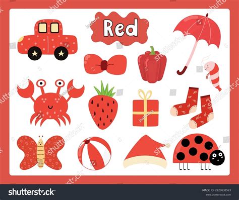 Set Red Color Objects Primary Colors Stock Vector (Royalty Free) 2220638523 | Shutterstock