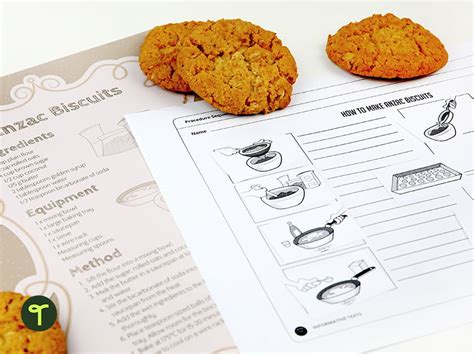 Anzac Biscuit Recipe Sequencing Worksheet Teach Starter