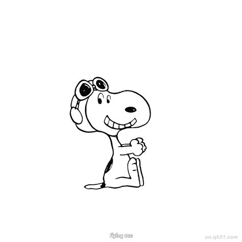 Flying Ace Snoopy Kneeling Coloring Page-QuickDuck Coloring Pages