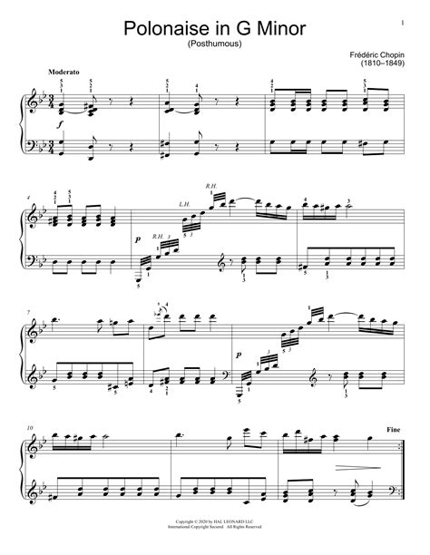 Frederic Chopin Polonaise In G Minor KK IIa No 1 Sheet Music PDF