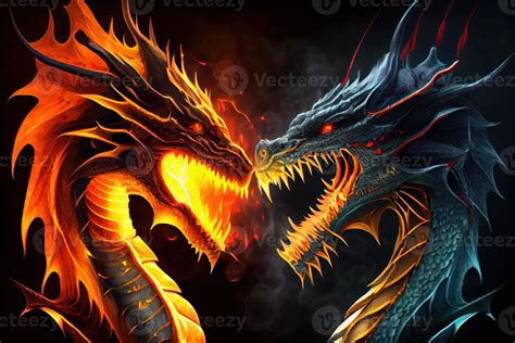 Fire And Ice Dragons Fighting