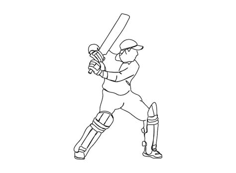 Le Dessin D Art D Une Seule Ligne De Joueur De Cricket Continue L