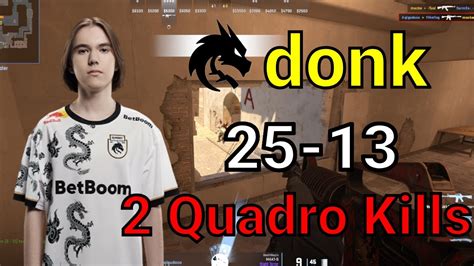 CS2 Donk Pov FACEIT Mirage 25 13 2 Quadro Kills Jun 15 2024