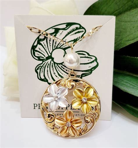 KAILI Plumeria Polynesian Inspired With Premium White Shell Pearl Set