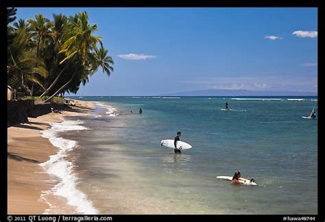 Picture/Photo: Beach and surfers. Lahaina, Maui, Hawaii, USA