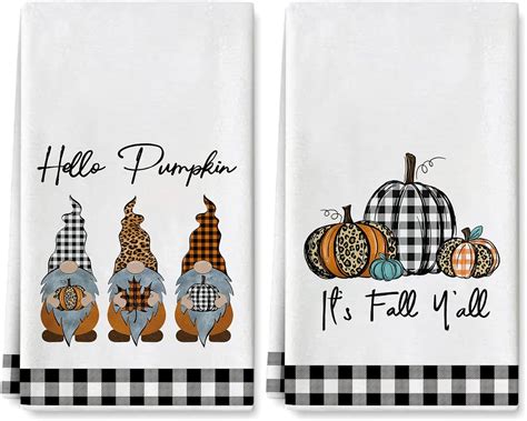 Amazon AnyDesign Fall Kitchen Towel Autumn Pumpkin Gnome Dish