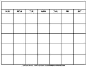 Printable Blank Calendar Templates Wiki Calendar - Schedule Printable