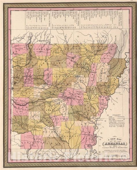 Historic Map Arkansas 1850 Vintage Wall Art Historic Pictoric