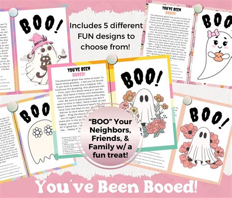 Printable Youve Been Booed Halloween Signs 5 Spooky Designs Digital Download Fun Ret