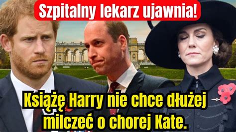 Książę Harry nie chce dłużej milczeć o chorej Kate Lekarz szpitalny