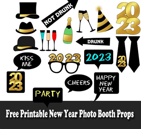 Free Printable New Year Photo Booth Props