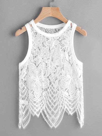 Hollow Out Eyelash Lace Tank Top Girls Fashion Clothes Tops Crop