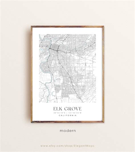 Elk Grove California Map Elk Grove CA Map Elk Grove City - Etsy