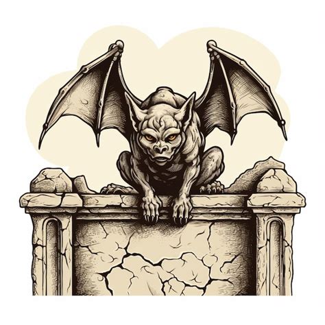 Premium Photo | Arafed drawing of a gargoyle sitting on a wall ...