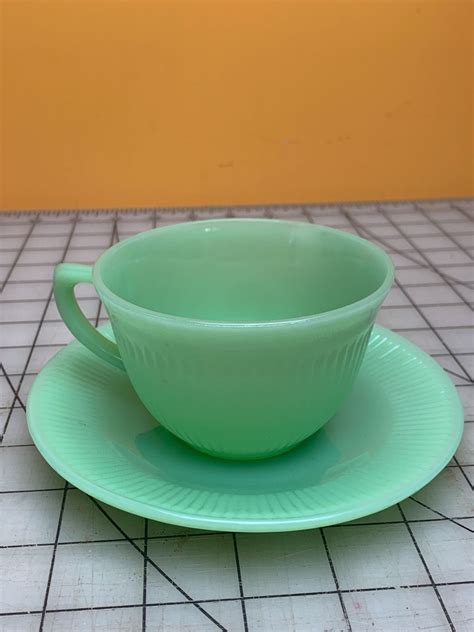 JADEITE ANCHOR HOCKING TEA CUP AND SAUCER