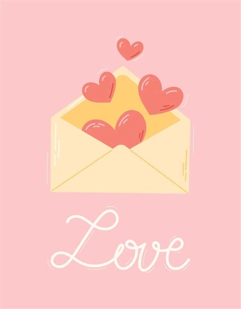 Premium Vector Open Envelope With Hearts And Lettering Love Vector