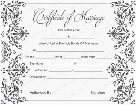 Blank Marriage Certificate Template (5) - TEMPLATES EXAMPLE | TEMPLATES EXAMPLE