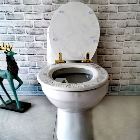 Funky Resin Marbled Elongated Toilet Seat Soft Close Modern Decorative