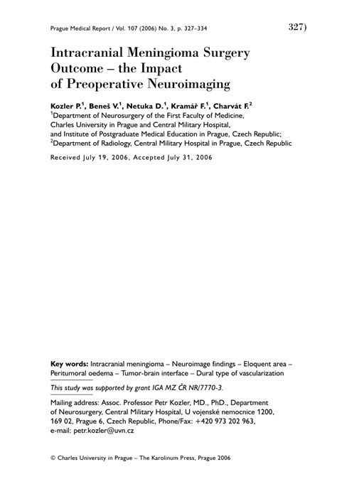 (PDF) Intracranial meningioma surgery outcome--the impact of ...