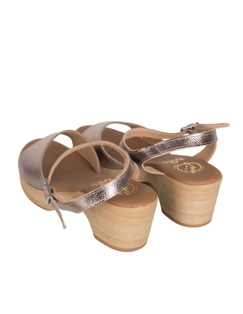 Sandalias Madera Tac N Bajo Bronce Pera Limonera