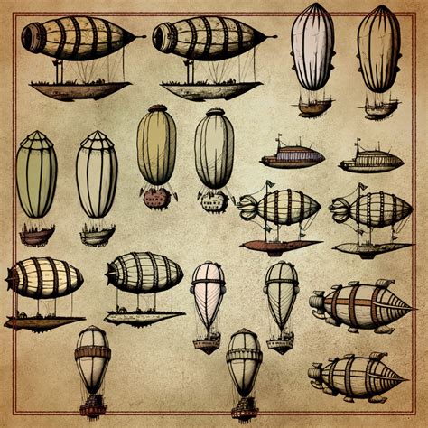 Fantasy Airships Vintage Assets Pack | Fantasy Map Assets