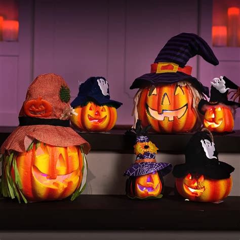 Amazon.com: JOYIN 6 Pcs Light Up Pumpkins Halloween Decorations Outdoor ...