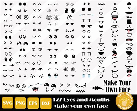 Funny Faces Svg Cartoon Eyes And Cartoon Mouth For Cricut Etsy