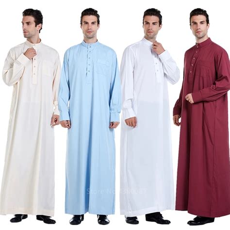 Middle East Abaya Dress Men Jubba Thobe Muslim Arabic Islamic Clothing