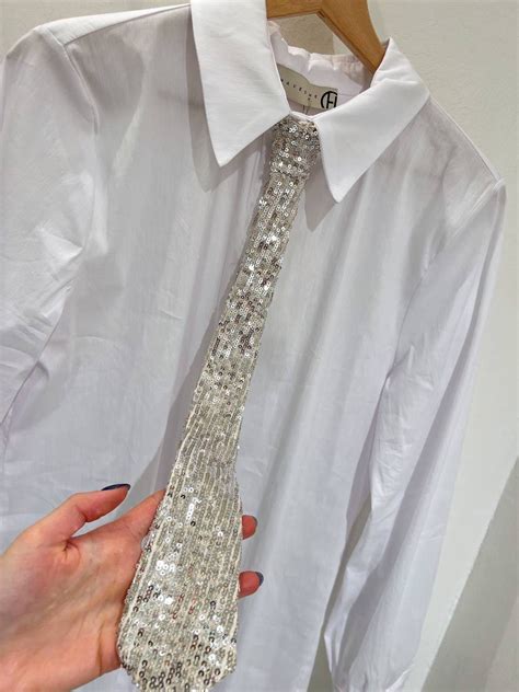 Camicia Bianca Con Cravatta Paillettes Haveone Scintille Store