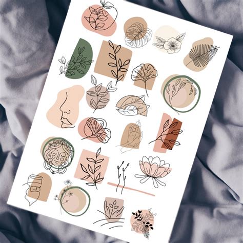 Printable Aesthetic Stickers Flower Sticker Bujo Stickers Or