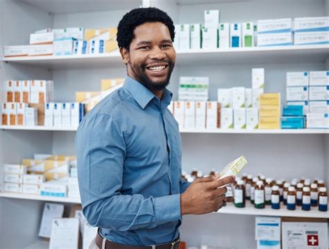 Premium Photo | Pharmacy portrait customer and man shopping for ...