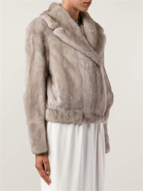 Lyst Brunello Cucinelli Fur Cropped Coat In Gray