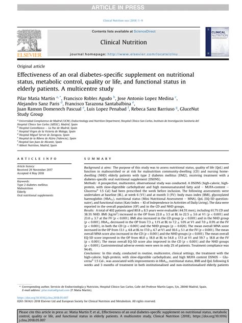 PDF The Effects Of A High Protein High Calorie Fiber And Fructo