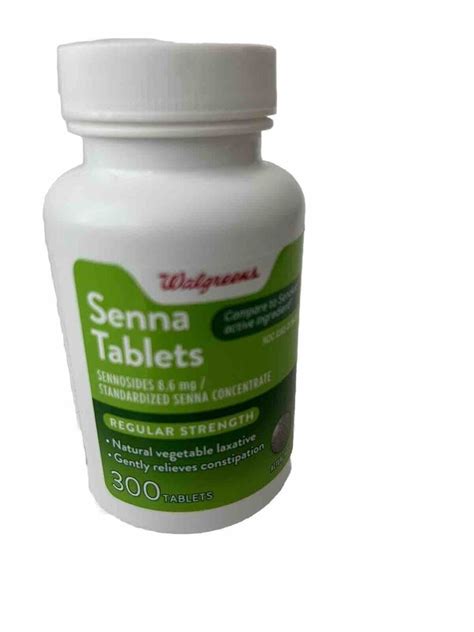 WALGREENS NATURAL SENNA 300 TABLETS LAXATIVE SENNOSIDES 8 6mg Exp 6