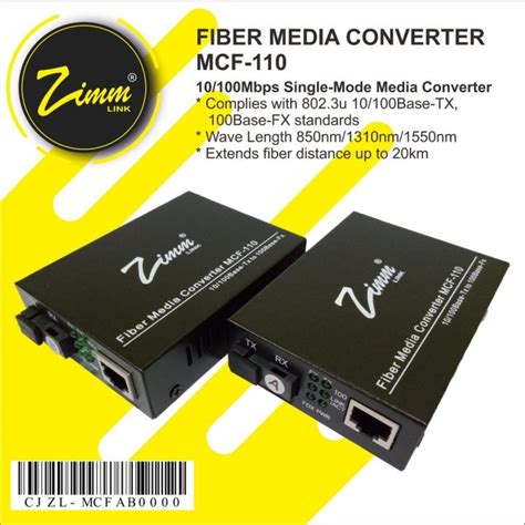 Jual Zimmlink Media Converter HTB 10 100Mbps A Dan B ZCF111FR AB