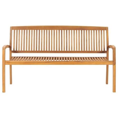 Lex Banc De Jardin Empilable Et Coussin Cm Bois De Teck Massif