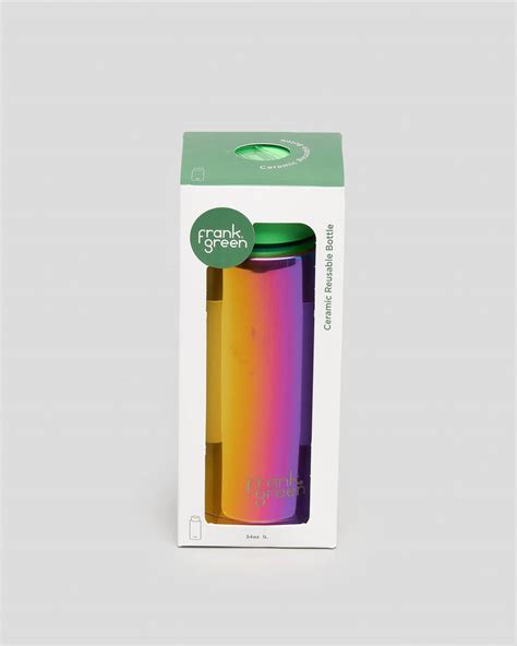 Frank Green 34oz Reusable Bottle with Straw Lid In Rainbow/neon Green ...