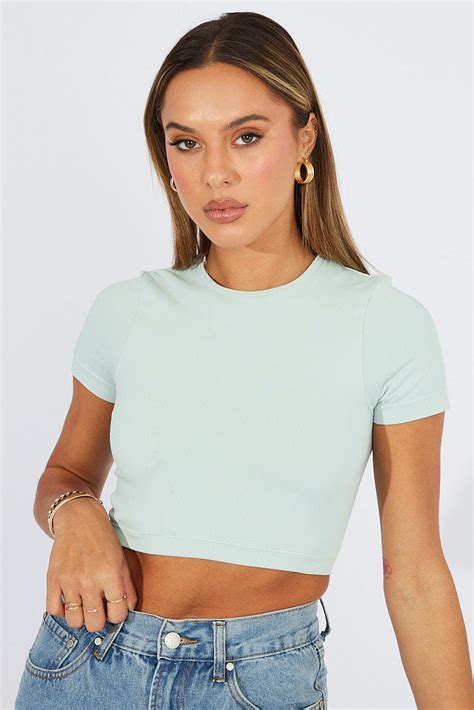 Green T Shirt Short Sleeve Crew Neck Seamless Ally Fashion