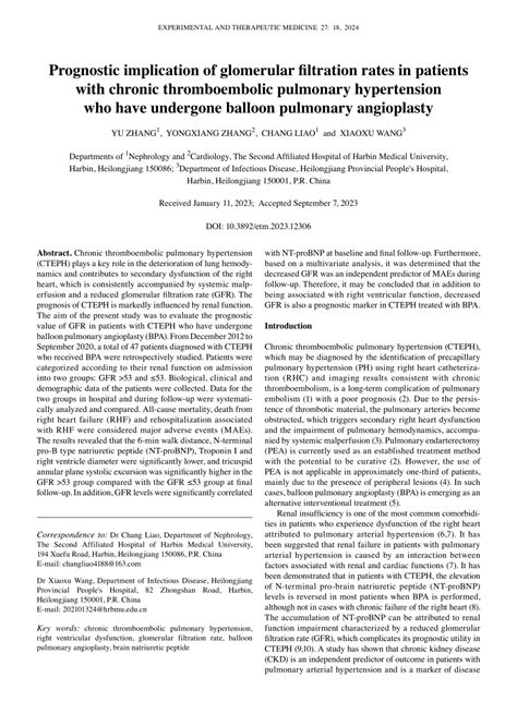 Pdf Prognostic Implication Of Glomerular Filtration Rates In Patients