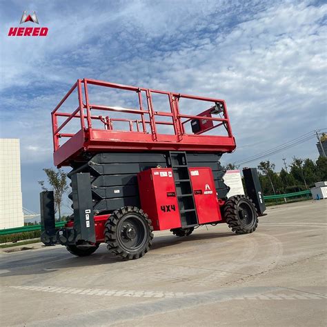 Hered Rough Terrain Electric Scissor Lifts Self Moving Aerial Work