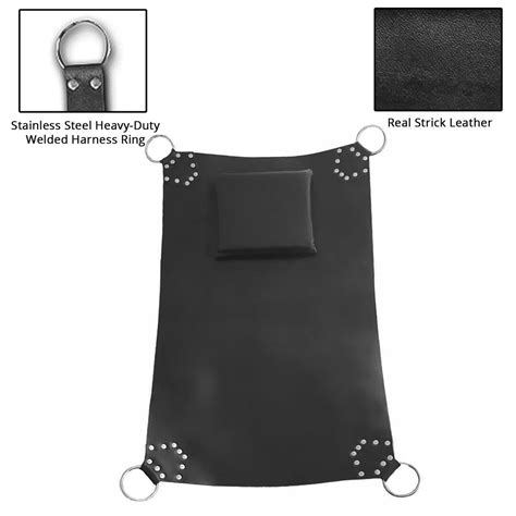 Genuine Cow Black Leather Sling Heavy Duty Sex Swing Sling With Pillow