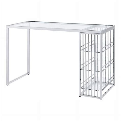 Bowery Hill Contemporary Glass Top Bar Table In Chrome Plating